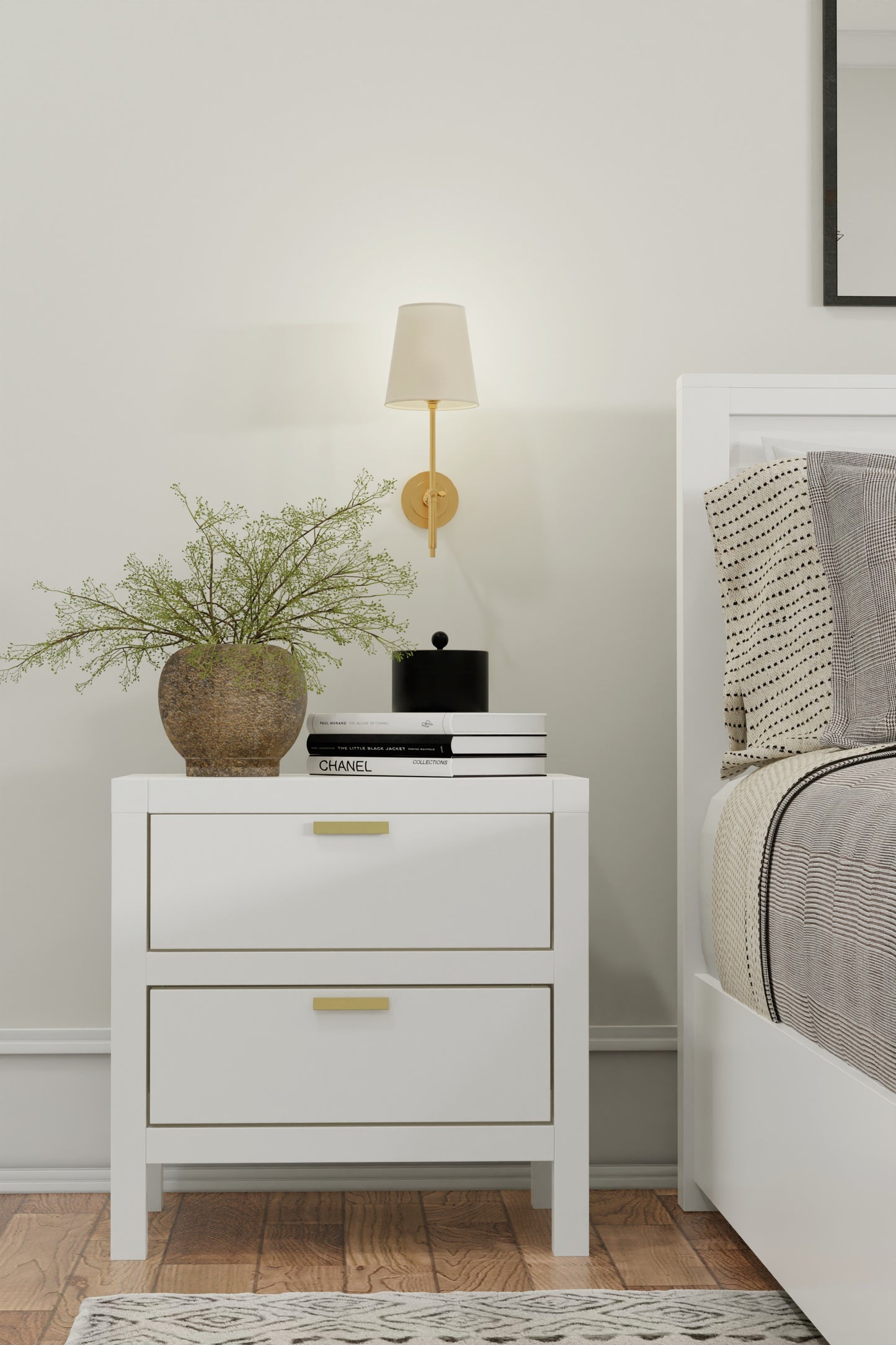 Carmel 2 Drawer Nightstand, White