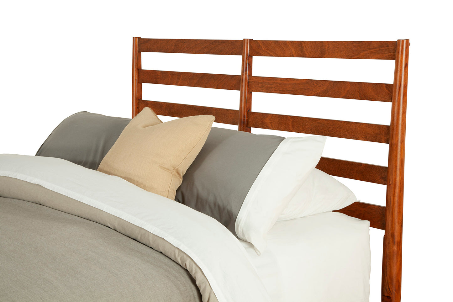 Flynn Retro Standard King Bed w/Slat Back Headboard, Chestnut