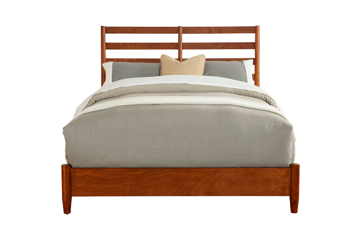 Flynn Retro Standard King Bed w/Slat Back Headboard, Chestnut