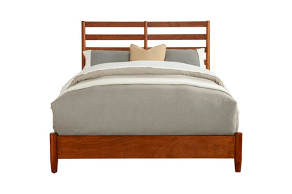 Flynn Retro Standard King Bed w/Slat Back Headboard, Chestnut
