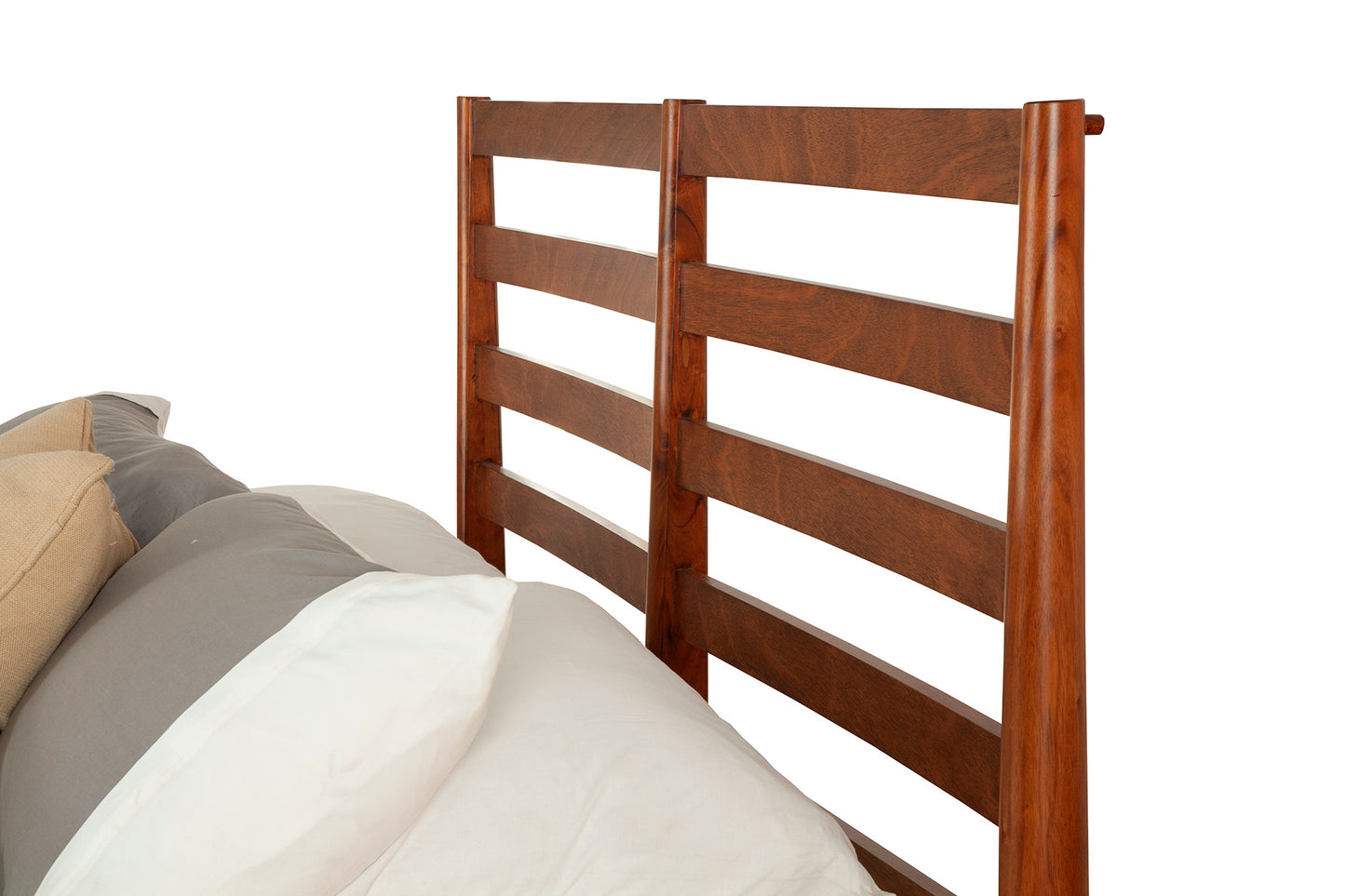 Flynn Retro Standard King Bed w/Slat Back Headboard, Chestnut