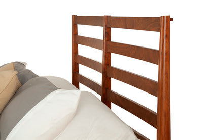 Flynn Retro Standard King Bed w/Slat Back Headboard, Chestnut