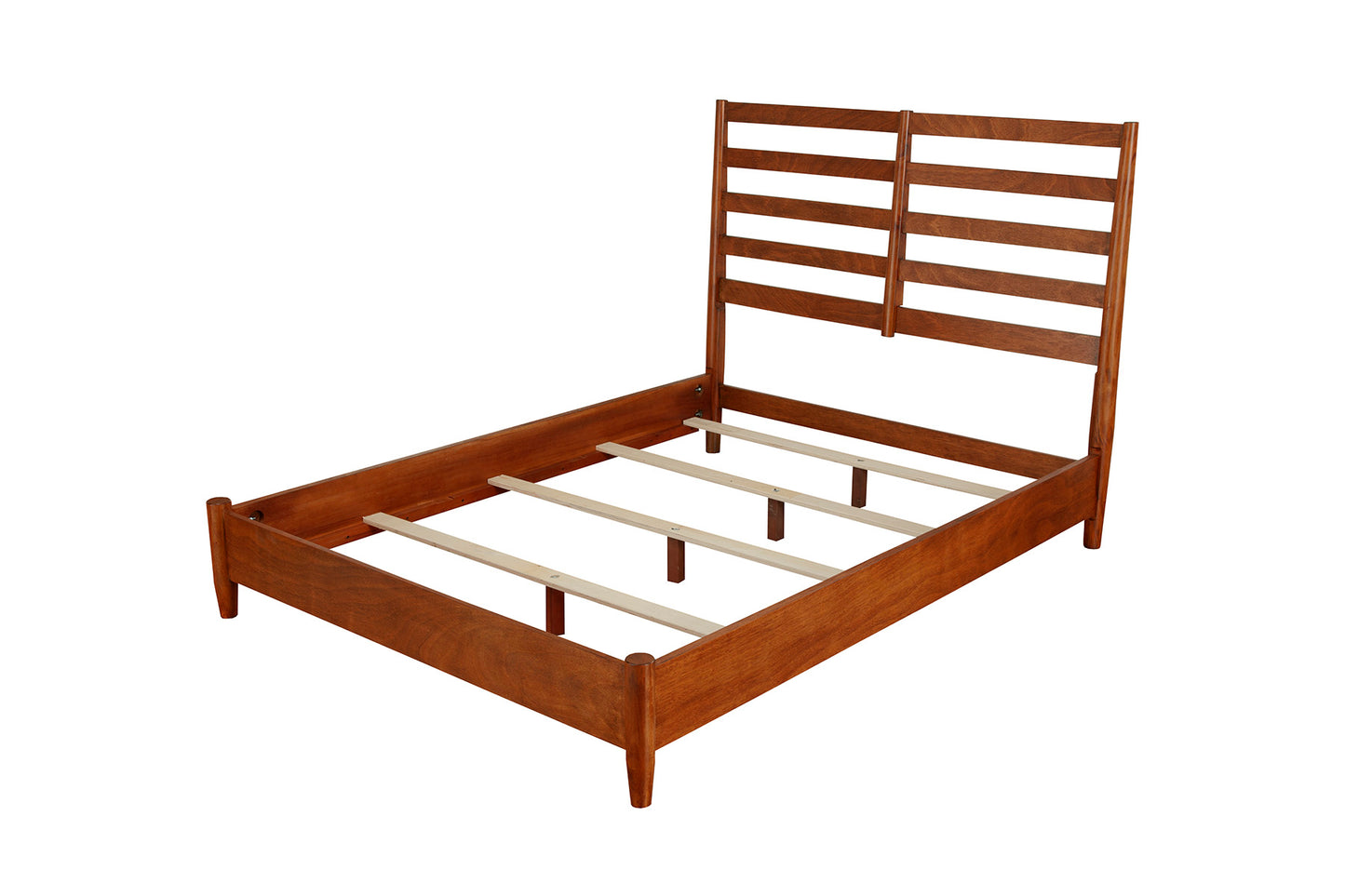 Flynn Retro Standard King Bed w/Slat Back Headboard, Chestnut