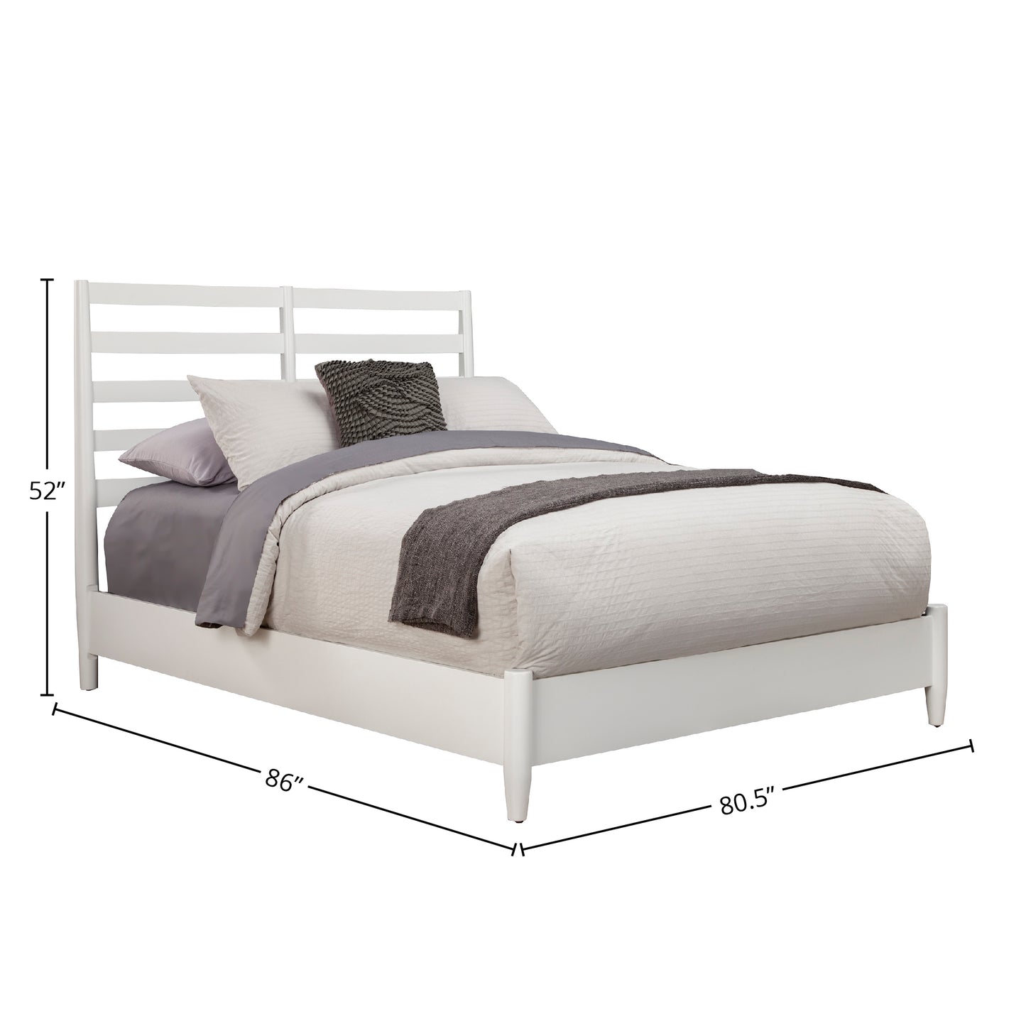 Flynn Retro Standard King Bed w/Slat Back Headboard, White