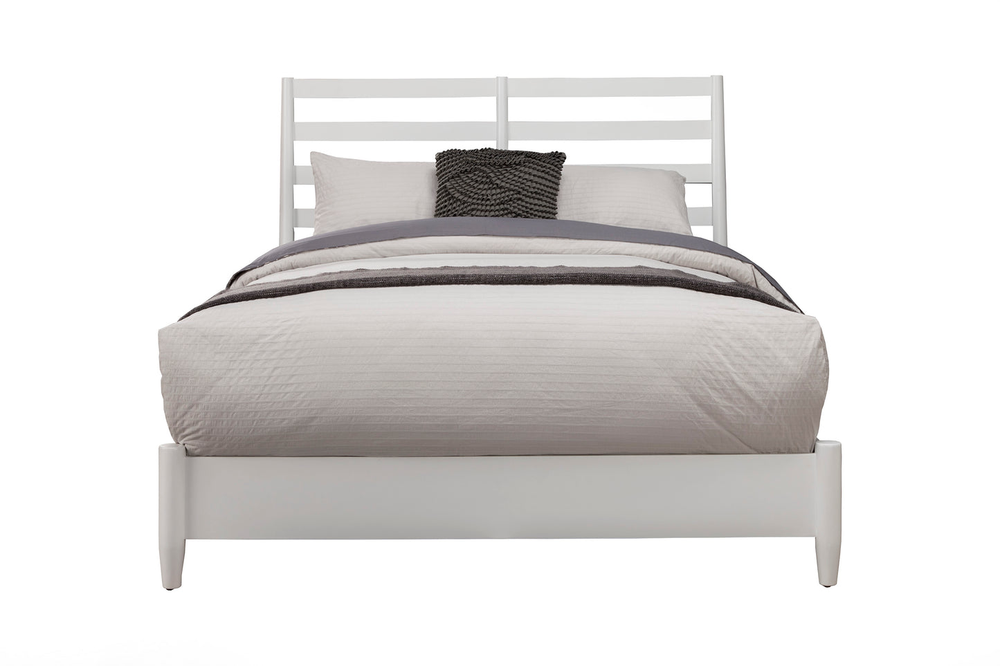 Flynn Retro Standard King Bed w/Slat Back Headboard, White