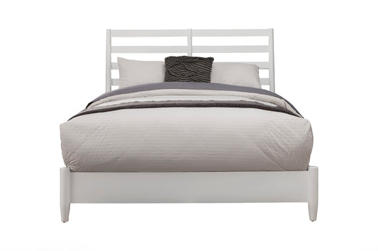 Flynn Retro California King Bed w/Slat Back Headboard, White