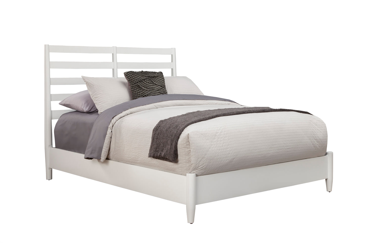 Flynn Retro Standard King Bed w/Slat Back Headboard, White