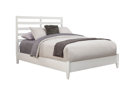 Flynn Retro Standard King Bed w/Slat Back Headboard, White