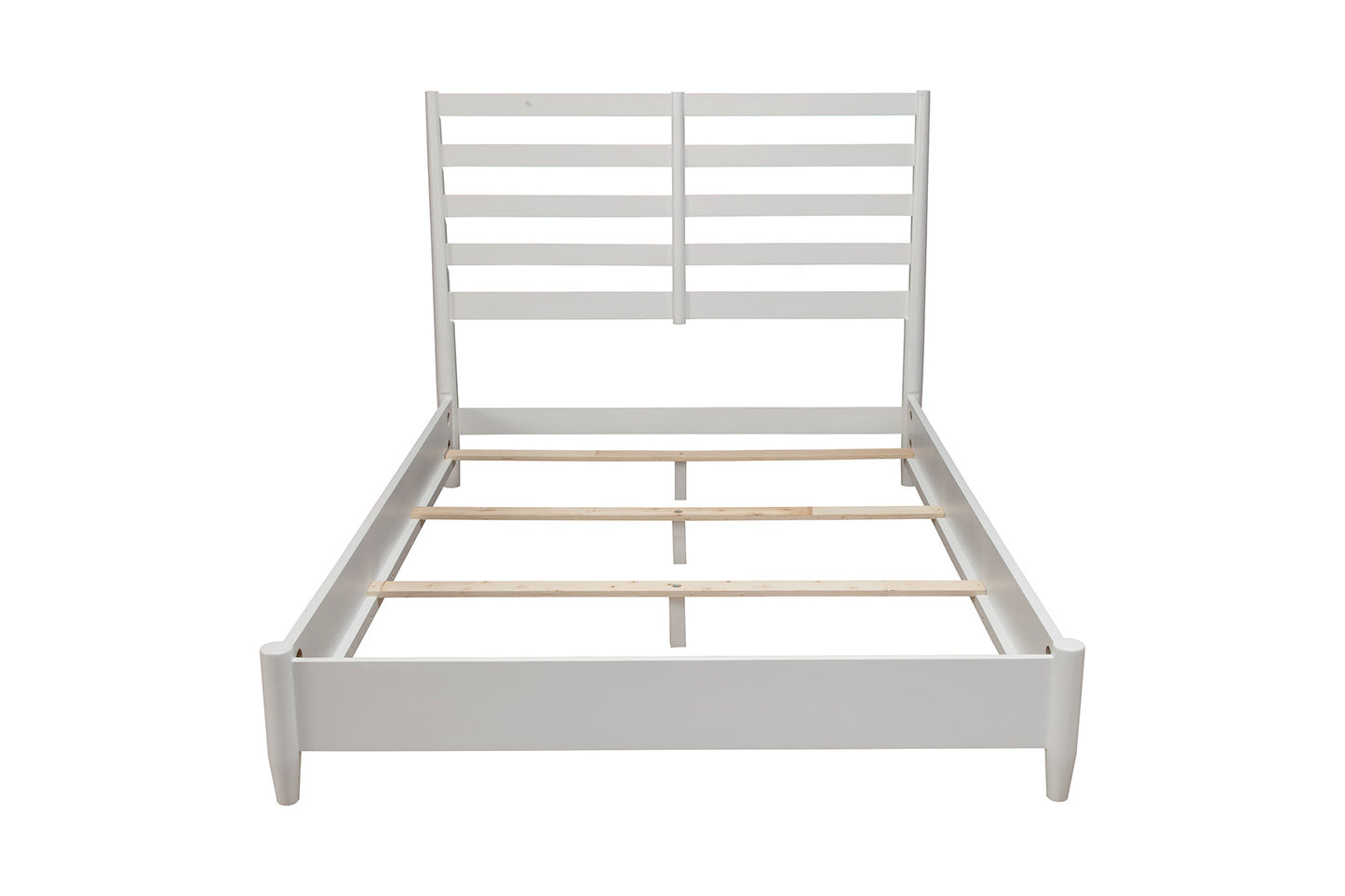 Flynn Retro California King Bed w/Slat Back Headboard, White