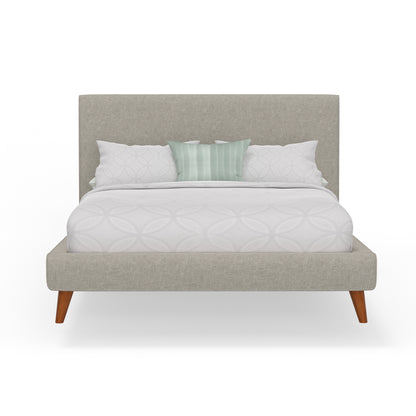 Britney California King Upholstered Platform Bed, Light Grey Linen