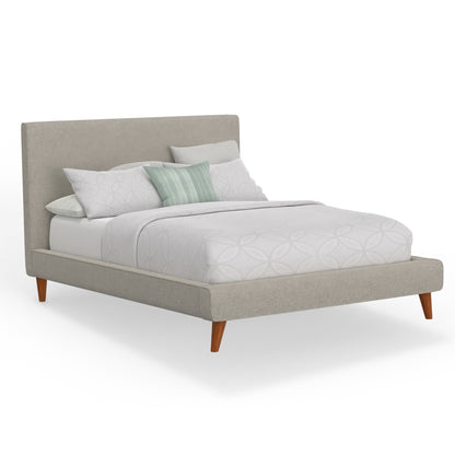 Britney California King Upholstered Platform Bed, Light Grey Linen
