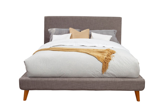 Britney Queen Upholstered Platform Bed, Dark Grey