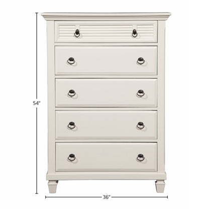 Winchester 5 Drawer Chest, White