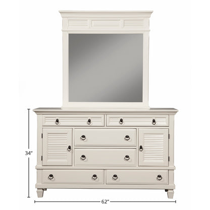 Winchester 6 Drawer Dresser w/2 Cabinets, White