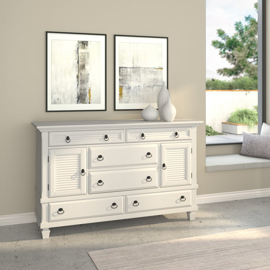 Winchester 6 Drawer Dresser w/2 Cabinets, White
