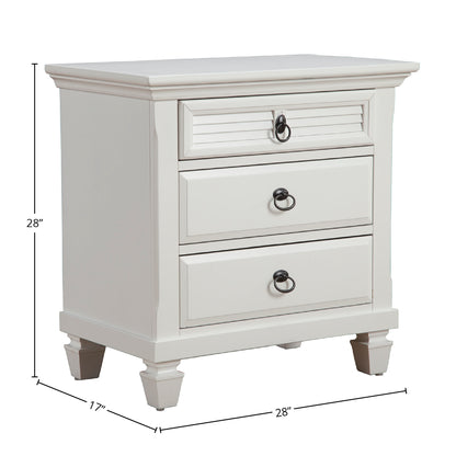 Winchester 3 Drawer Nightstand, White
