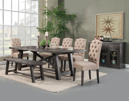 Newberry Set of 2 Button Tufted Parson Chairs, Salvaged Grey
