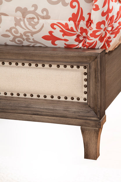 Charleston Queen Panel Bed w/Upholstered Head & Footboard, Antique Grey