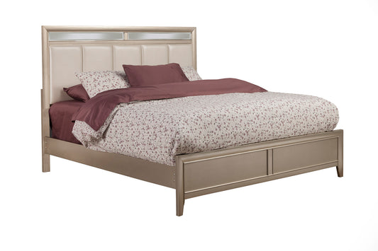 Silver Dreams Standard King Panel Bed w/Upholstered Headboard, Silver