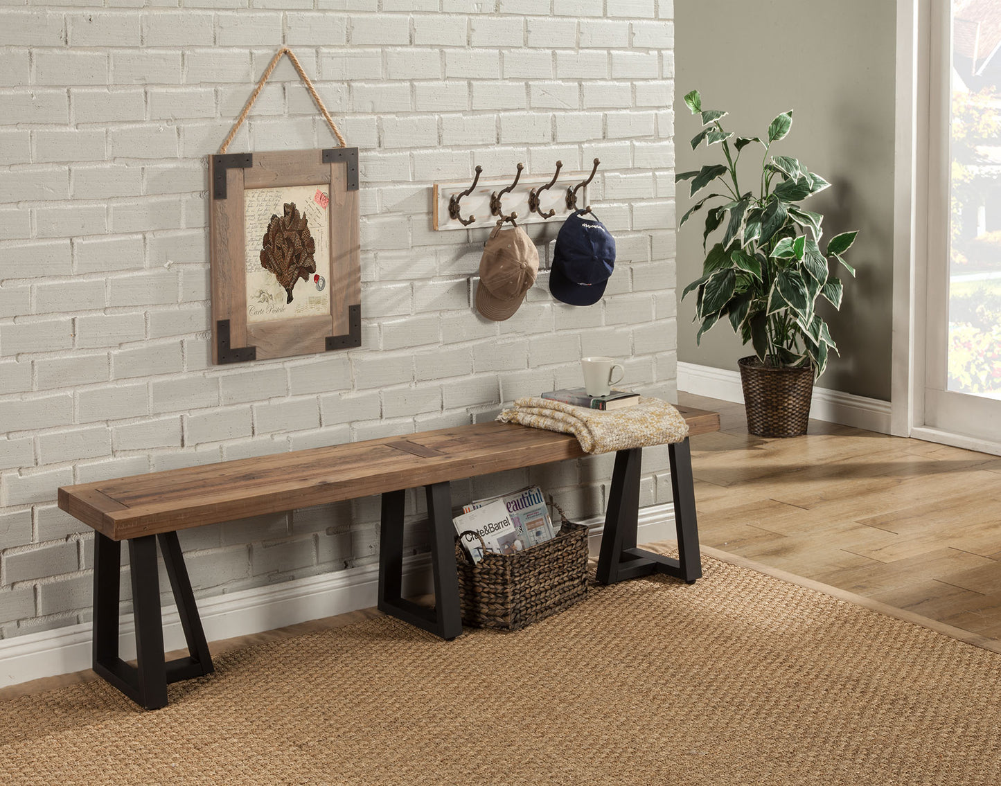 Prairie Dining Bench, Natural/Black
