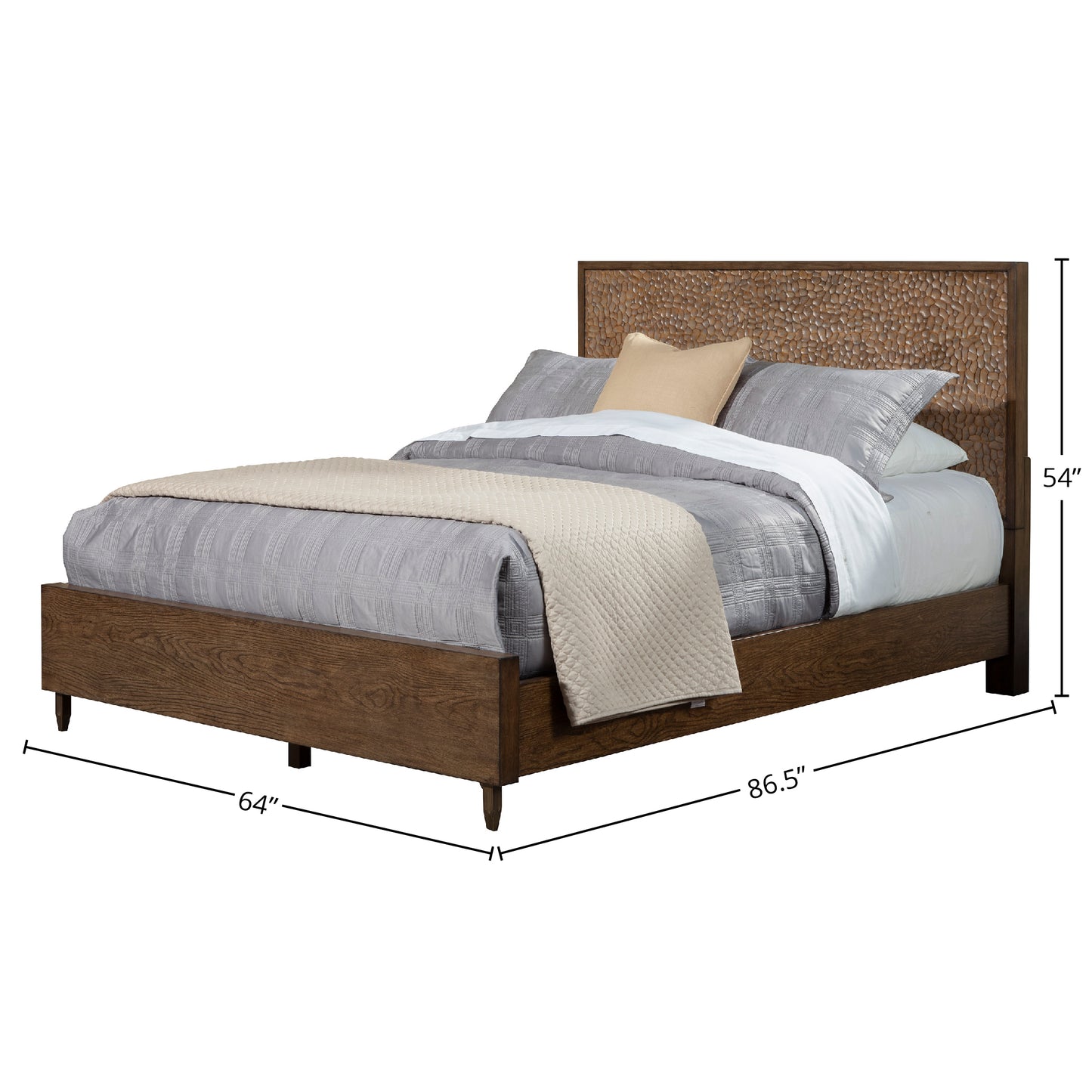 Brown Pearl Queen Platform Bed, Brown Bronze