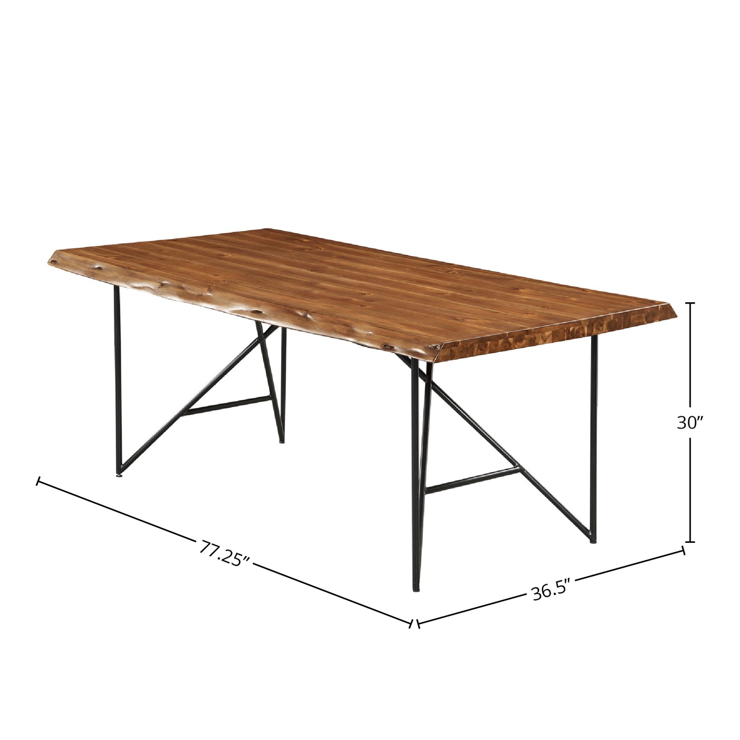 Live Edge Solid Wood Dining Table, Light Walnut