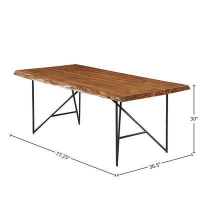 Live Edge Solid Wood Dining Table, Light Walnut