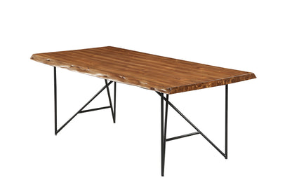 Live Edge Solid Wood Dining Table, Light Walnut