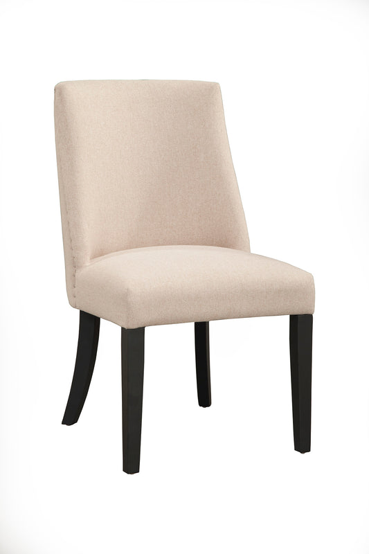 Live Edge Set of 2 Upholstered Parson Chairs, Cream/Black
