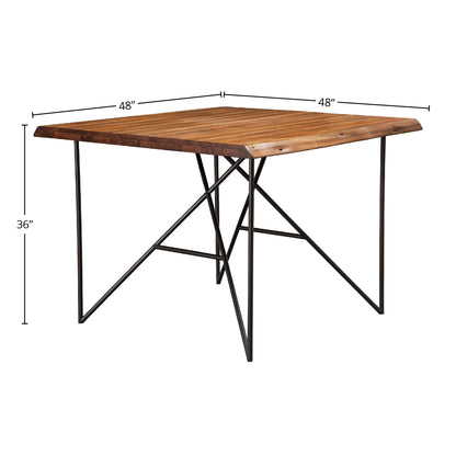 Live Edge Solid Wood Pub Table w/Metal Legs, Light Walnut