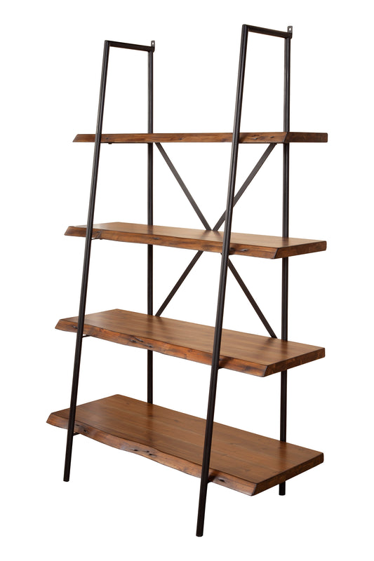 Live Edge 4 Shelf Bookshelf, Light Walnut