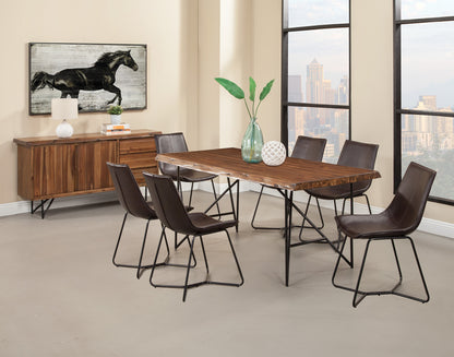 Live Edge Solid Wood Dining Table, Light Walnut