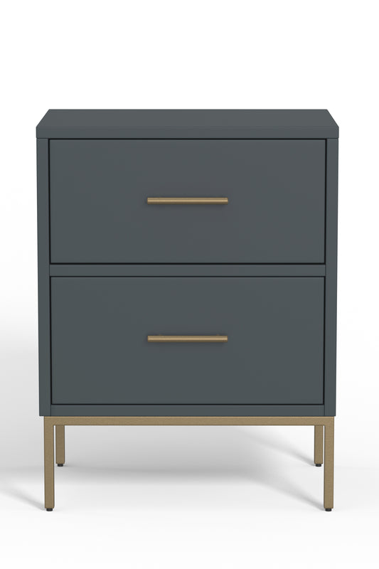 Madelyn Two Drawer Nightstand, Slate Gray
