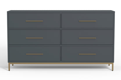 Madelyn Six Drawer Dresser, Slate Gray