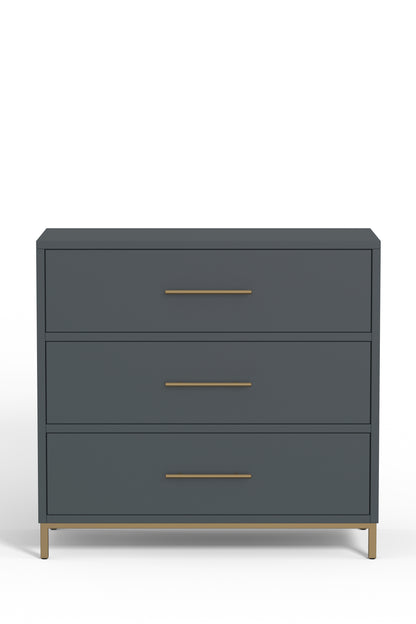 Madelyn Three Drawer Small Chest, Slate Gray