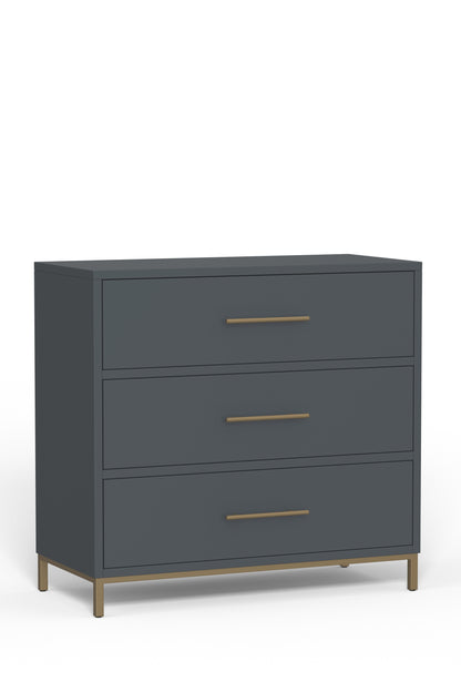 Madelyn Three Drawer Small Chest, Slate Gray