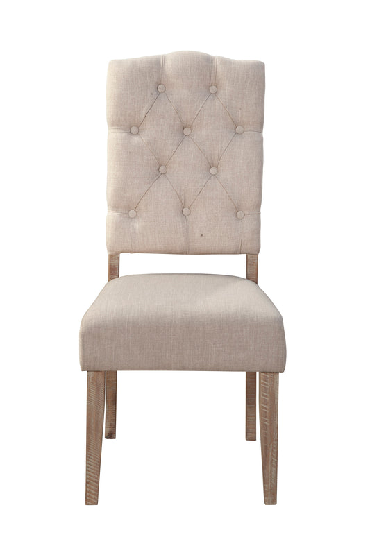 Newberry Set of 2 Button Tufted Parson Chairs, Weathered Natural