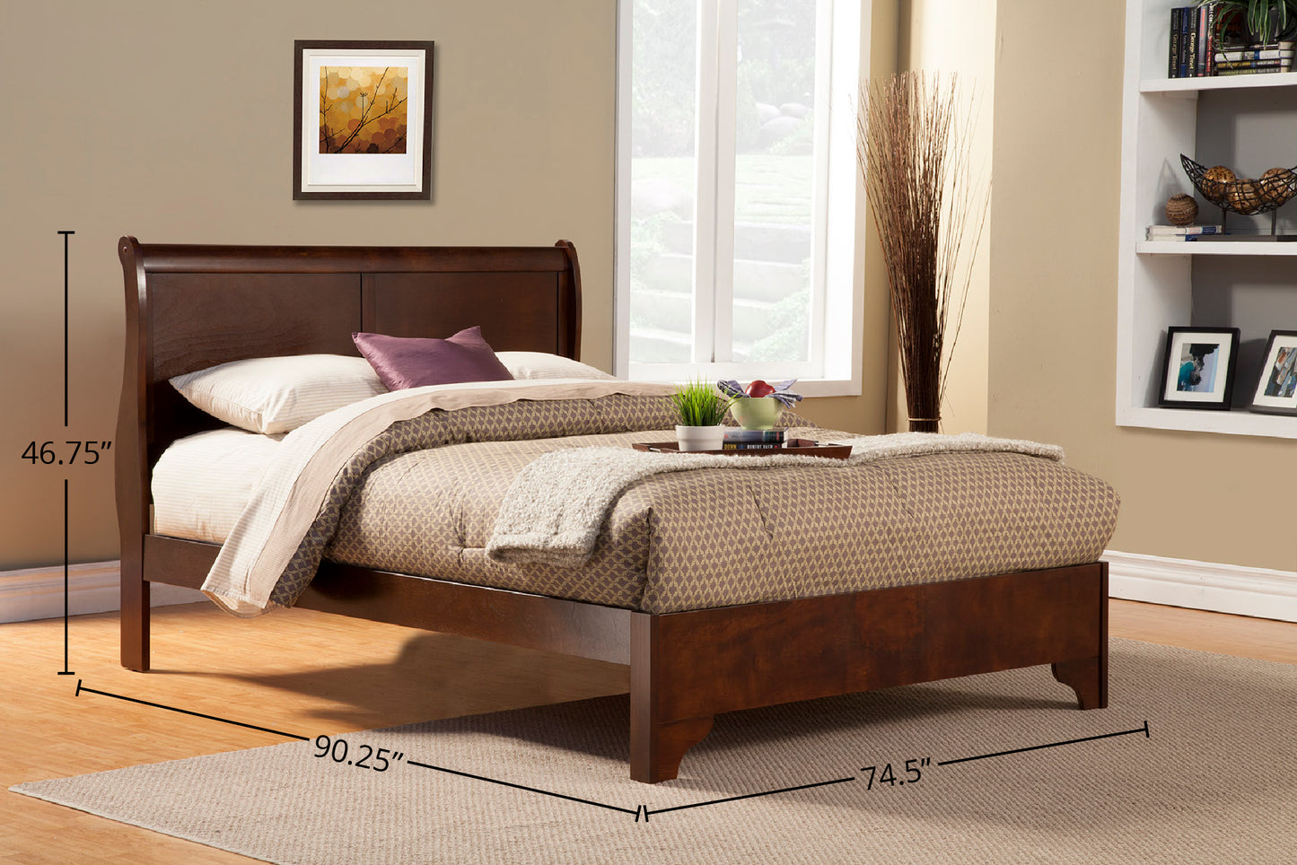 West Haven California King Low Footboard Sleigh Bed, Cappuccino