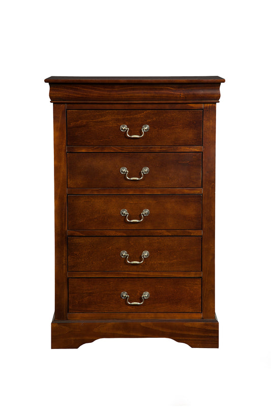 West Haven 5 Drawer Tall Boy Chest, Cappuccino
