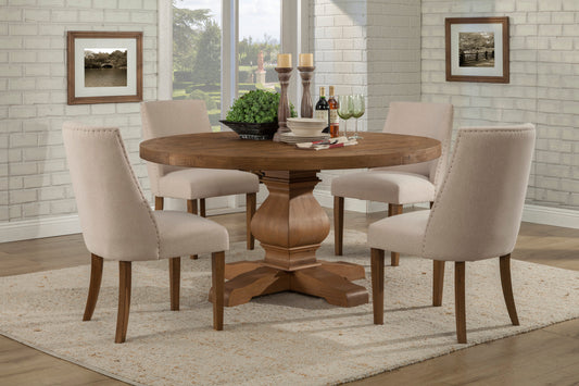 Kensington Round Solid Pine Dining Table, Reclaimed Natural