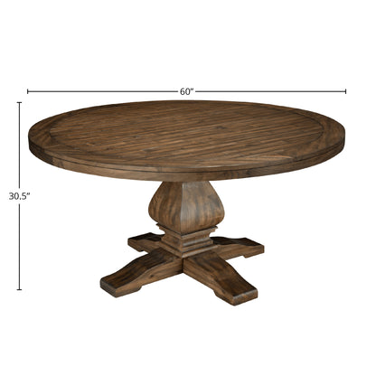 Kensington Round Solid Pine Dining Table, Walnut