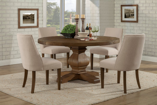 Kensington Round Solid Pine Dining Table, Walnut