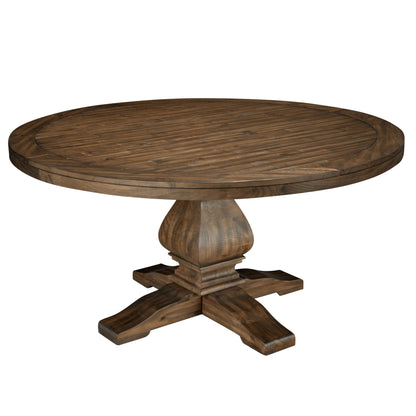 Kensington Round Solid Pine Dining Table, Walnut