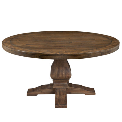 Kensington Round Solid Pine Dining Table, Walnut