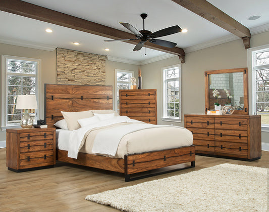 Live Edge Standard King Panel Bed, Tobacco
