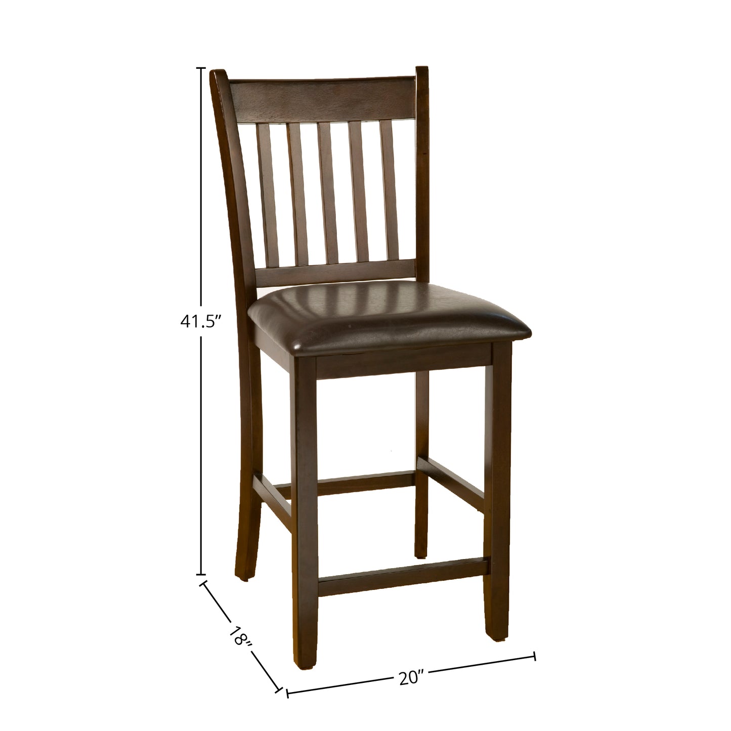 Capitola Set of 2 Faux Leather Pub Chairs, Espresso
