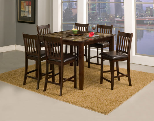 Capitola Faux Marble Large Pub Table w/ Removable 18" Lazy Susan, Espresso