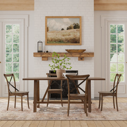 Arendal Trestle Rectangular Dining Table, Burnished Dark Oak