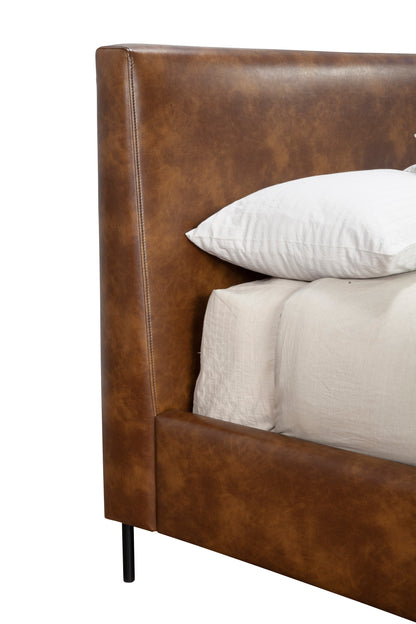 Sophia Standard King Faux Leather Platform Bed, Brown