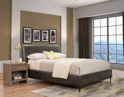 Sophia Standard King Faux Leather Platform Bed, Gray